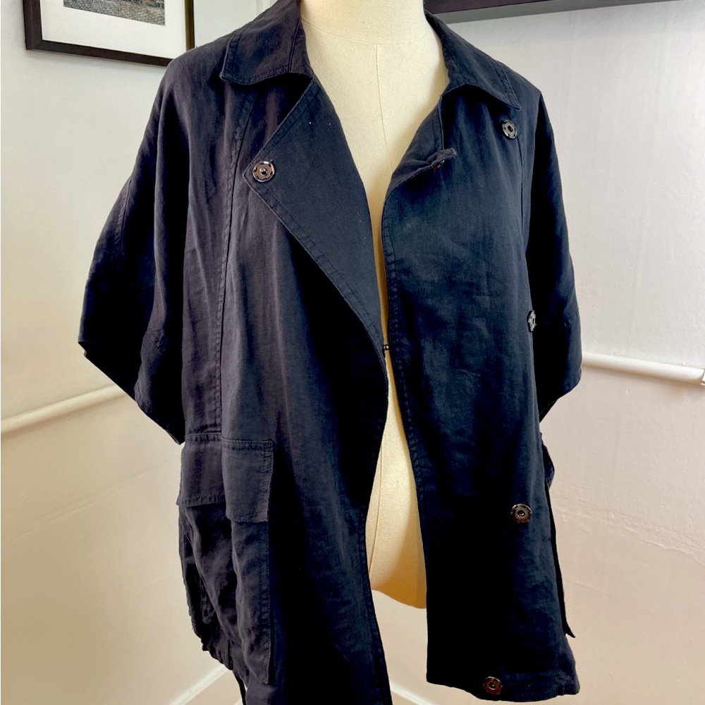 Organic linen Eileen Fisher short sleeve jacket, size xs